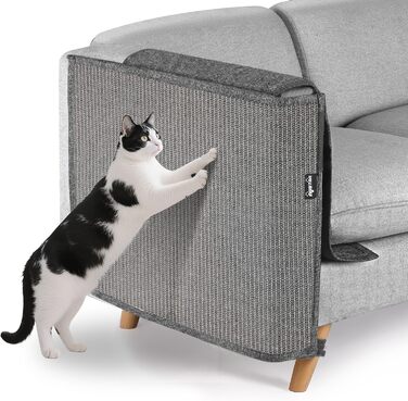 Захист для дивану від котів NATUYA - М'який мовшеневий захист меблів для котів, легко знімається, сірий колір, для правої сторони