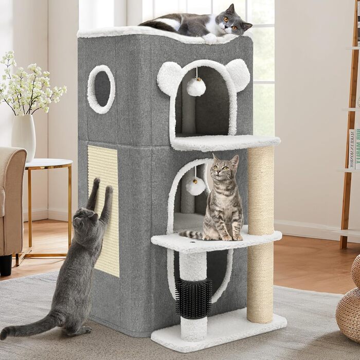 Будинок для котів YITAHOME: сучасний комплекс з тунелем, когтеточкою та ігровим майданчиком (сірий)