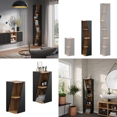 Висока шафа Vicco Benno, дуб, 31,6 x 70,5 см, з відкритими полицями, 2 шт, антрацит