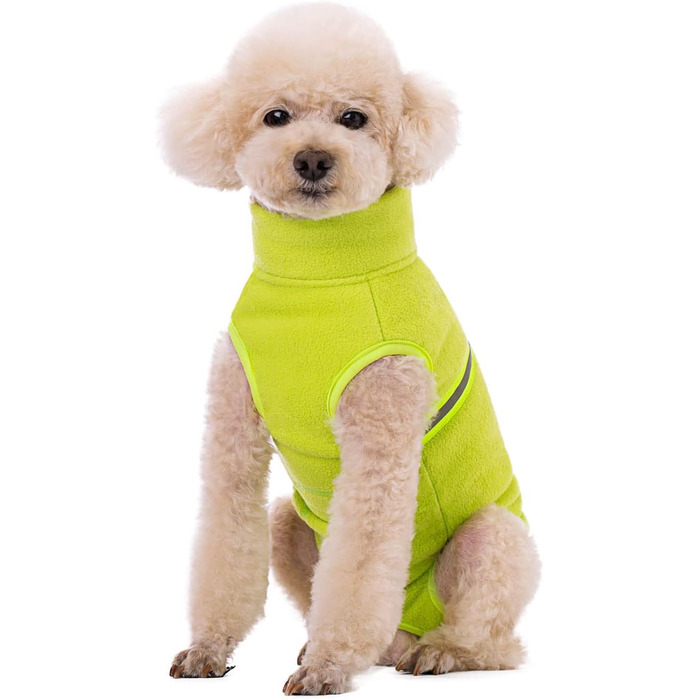 Теплий зимовий пуловер для собак з флісу та світловідбиваючою жилеткою (зелений, XXL)