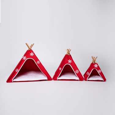 Святковий будиночок для котів та собак, XL 55x55 см, червоний