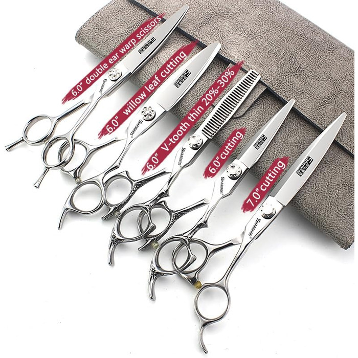 Професійний набір ножиць для стрижки волосся (5 шт.) - професійні ножиці для стрижки, ножиці для вирівнювання, ножиці для моделювання, для перукарів