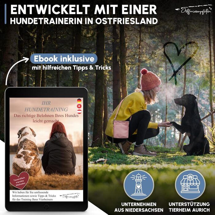 Футляр для ласощів для собак Ostfriesenpfoten® 'Frieda' з високоякісної штучної шкіри, пудрово-рожевий, розмір L, з магнітною застібкою EasyOpen, сумка для ласощів для собак, рожевий, L