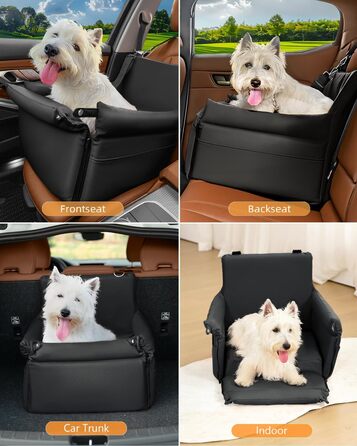 Автокрісло для собак, підвищувач для собак, автокрісло з підсумками, повідком, для тварин до 13,6 кг, шкіряне покриття