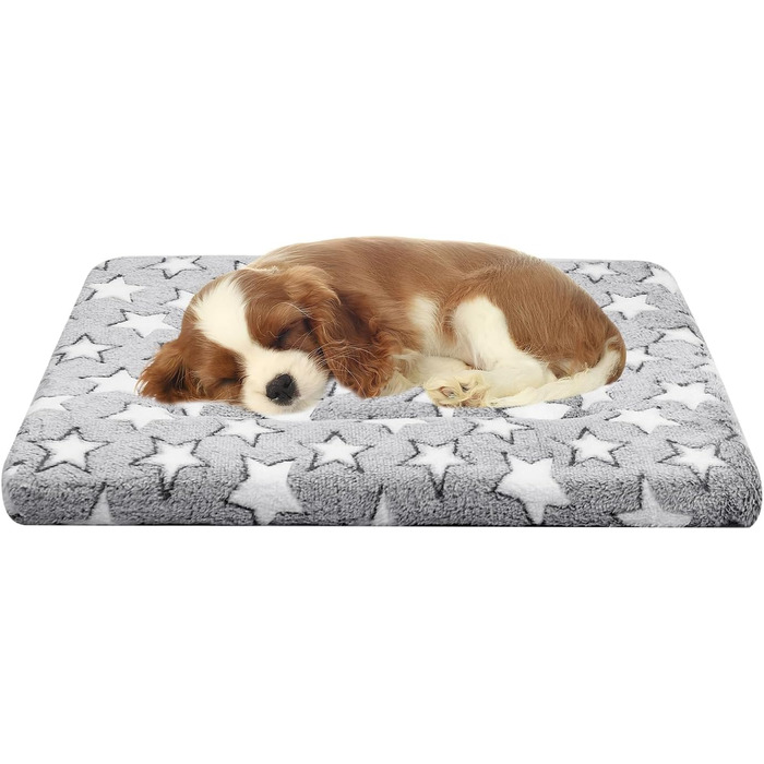 Килимок для собак маленьких порід, 61 x 40.6 см, короткий плюш, товщина 4.1 см, для собачих будок, машинне прання, ідеально для кліток 61 см, сірий, Stern