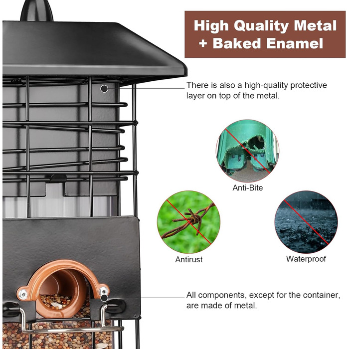 Підгодовувач для птахів на гачок, металевий годівник для диких птахів, годівниця для птахів у сад/на балкон