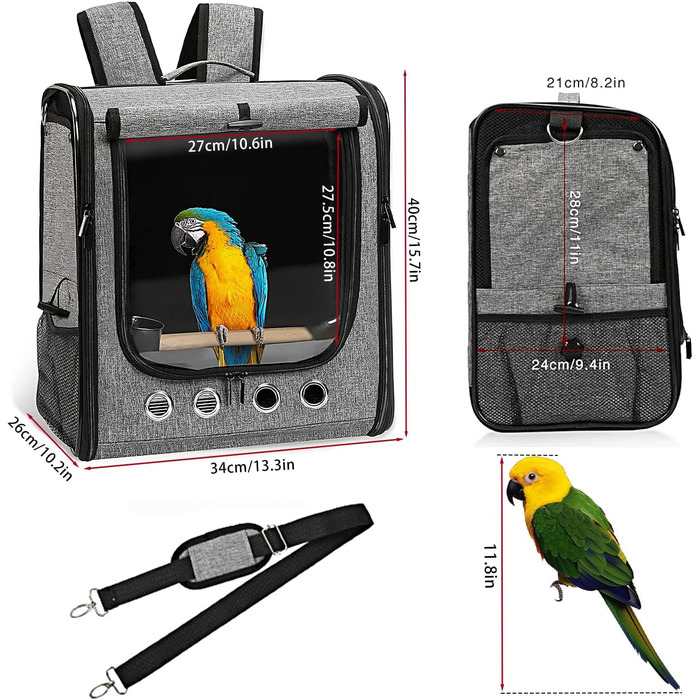 Переносна сумка-переноска для птахів GRLEAYIE: легкий рюкзак для папуги, велика, дихаюча, прозора сумка-переноска для подорожей