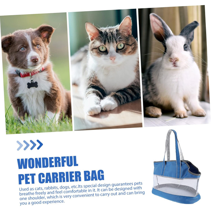 Транспортна сумка для котів POPETPOP з кишенькою-холодильником, нейлон, блакитна