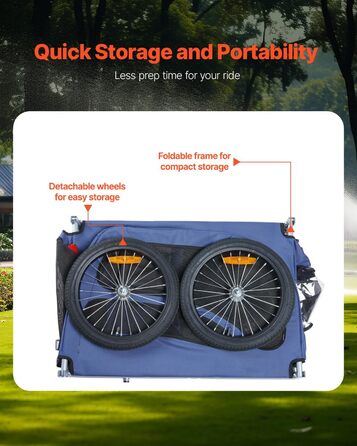 VEVOR Причіп для собак, вантажопідйомність до 45,4 кг, легкий, складна конструкція, універсальний кріплення, відбивачі, прапор