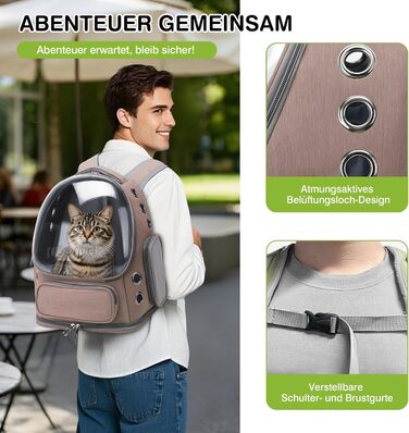 Рюкзак-переноска для котів та собак ALLSOPETS Bubble Carrier, до 7.5 кг, Khaki