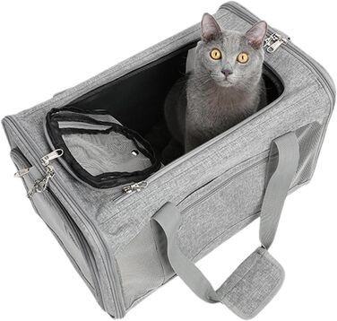 Транспортна переноска для тварин: регульована переноска для собак | складаний вольєр для собак | дихаючий дорожній вольєр з сіткою, прозорий (сірий)