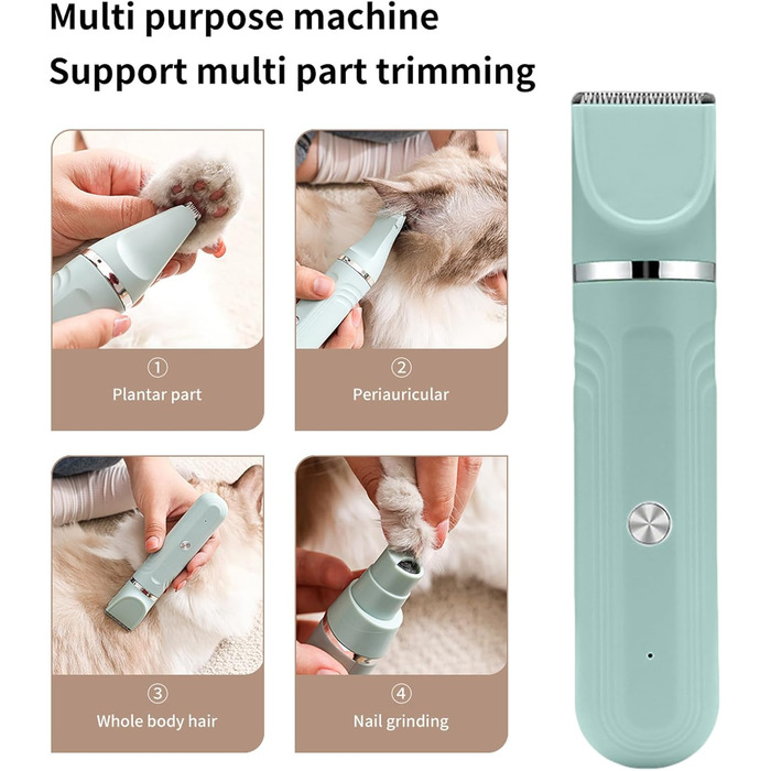 Набір для догляду за собаками вдома - 4-в-1. Електричні ножиці, регульовані, для цуценят, зелений