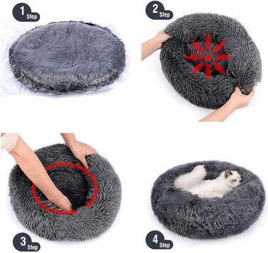 М'яке ліжко для собак та котів PETCUTE - кругленьке, мите, коричневе