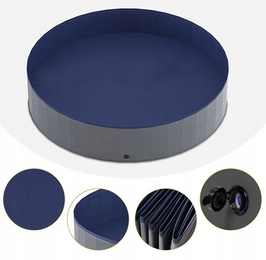 Складаний басейн для собак, сірий, 160x30 см, 600 л