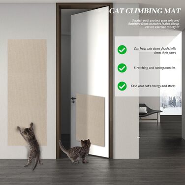 Килимок для дряпання котів, 200x40 см, бежевий. Килимок для стіни, килимок для котів, бежевий