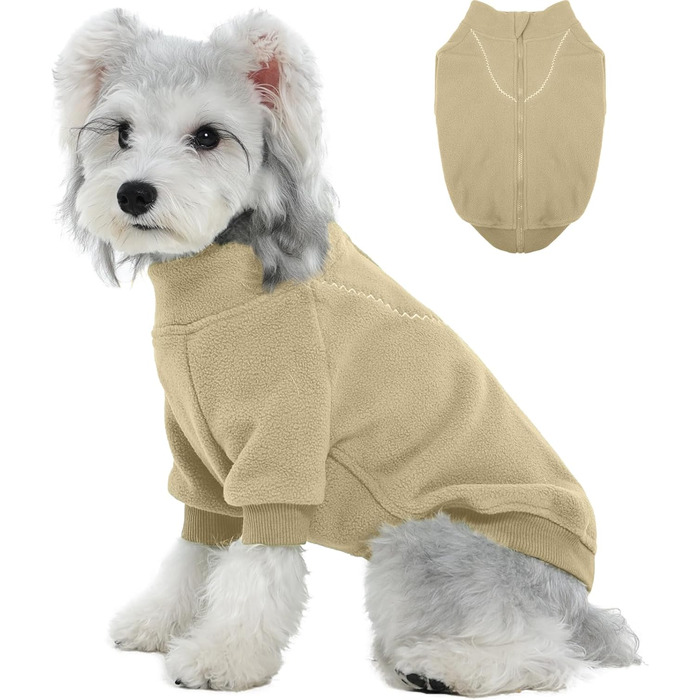 Теплий пуловер Lelepet для собак на осінь/зиму з капюшоном, флісовий світшот для тварин, одяг для цуценят, костюм для великих собак, теплий халат для домашніх тварин, зелений (X-Small, світло-коричневий)