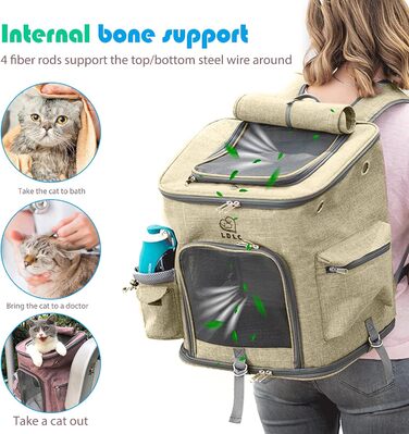 PETCUTE Рюкзак для собак і котів, складаний, з знімною підкладкою, дихаючий, з регульованими ременями, сумка для подорожей на відкритому повітрі (жовтий)