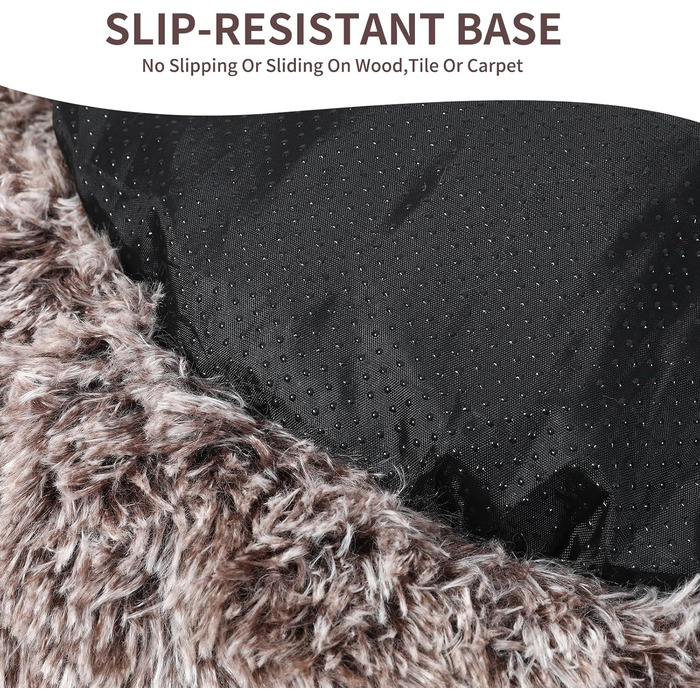 Кругле ліжко для собак та котів з капюшоном, плюшеве, гніздо, самонагріваюче, антистрес, велике (27.5'') коричневе