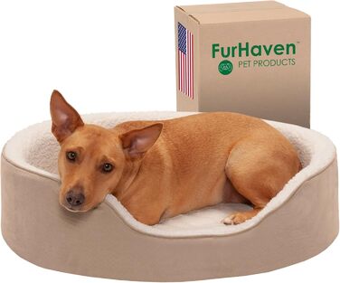 Ортопедичне овальне ліжко для собак і котів Furhaven з хвилястою поверхнею