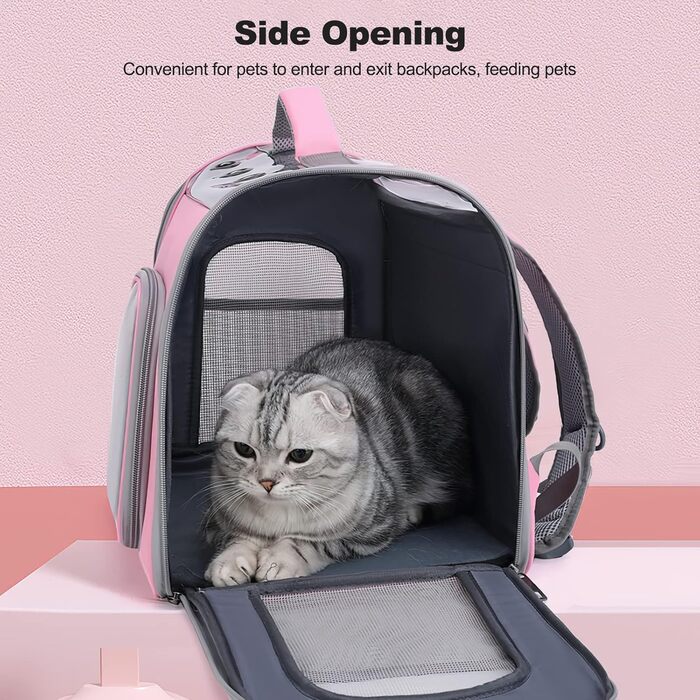 Рюкзак для кота Galatée з фронтальною відкриваемою конструкцією, сірий. Дихаючий рюкзак для вигулу собак та котів, для подорожей та прогулянок.