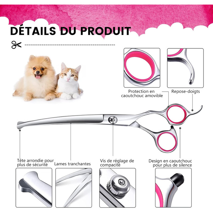 Набір для грумінгу собак: професійна шерстьова ножиця 4CR, нержавіюча сталь, гребінець, безпечний закруглений наконечник