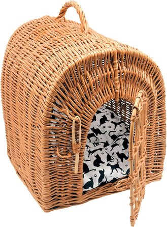 Транспортна переноска для кота/собаки з плетеного лози з подушкою, K5-080-SBWK