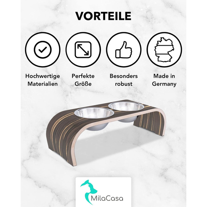 Набір мисок для котів MilaCasa Katzennapf - 2 шт. підняті миски для котів, подвійний набір мисок для їжі та води для котів (Макассар)