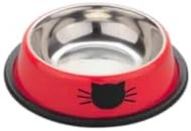 PAWPOURRI Миски для котів з нержавіючої сталі, протиковзкі, 2 шт. (230 мл, синій та червоний)