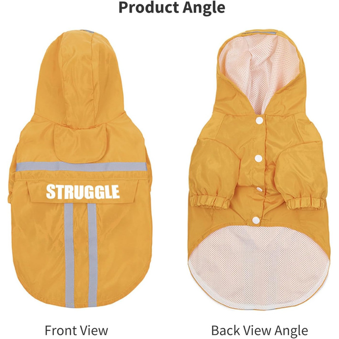 Дощовик для собак PETCUTE: водонепроникний дощовик з капюшоном для маленьких та великих собак, армійного кольору (S, жовтий)