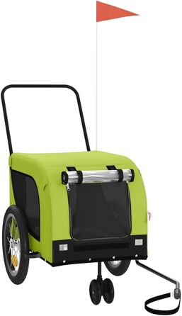 Фасба Причіп для собак, причіп для велосипеда, причіп для собак з відбивачами та прапорцем, причіп для котів та домашніх тварин, зелений та чорний Оксфорд, тканина та залізо