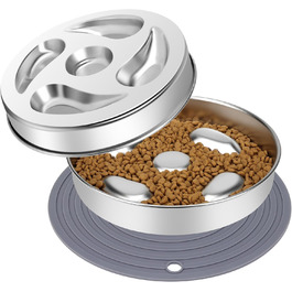 Антишвидкісний миска для собак ACEONE з нержавіючої сталі 304, з силіконовим килимком, повільний годівник, велика миска для собак, миска з підкладкою