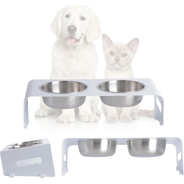 Підставка для корму для котів PETLINUS: ергономічна годівниця з нержавіючої сталі та металу, для котів та маленьких собак