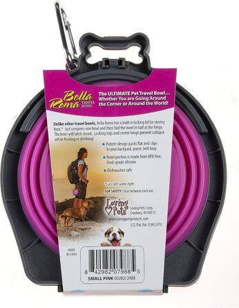 Подвійна дорожня миска для собак Loving Pets Bella Roma, середня, синя
