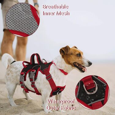 Шлейка для собак LiebeDD, шлейка безпеки для собак, анти-вислизаюча, з м'якою підкладкою, 2 ручки та 2 кліпси для повідка, проти-тягової, для собак середніх та маленьких порід, цуценят (Чорний, S)