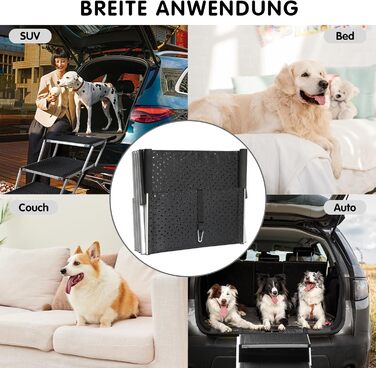 Східці для собак у машину SDLDEER, 4 сходинки, складані, регульована висота, до 80 кг, 64-68 см