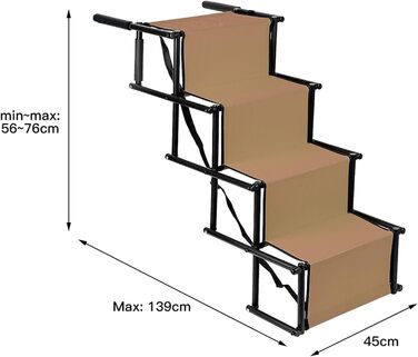Рампа для собак Homewell - розкладна, до 70 кг, регульована, для маленьких, середніх та великих собак, легка у зберіганні (колір: коричневий)