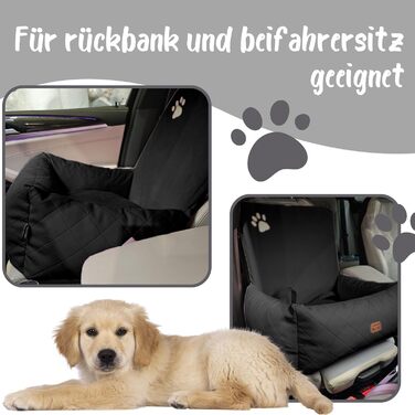 Автомобільний лежак для собак Golden Dog з ременем безпеки, 73 x 56 см, шкірозамінник, чорний