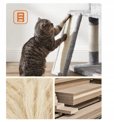 Дряпалка для котів Feandrea 101 — 160 см, сіра, сизаль, 4 рівні