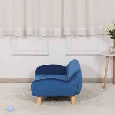 Диван і стілець для маленьких собак і котів Yoonnie room, дерев'яний каркас, оксамит, синій