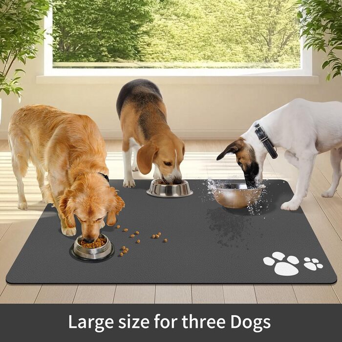 Гумова килимок для годівлі собак та котів, 44.5 x 71 см, сірий (4 лапки)