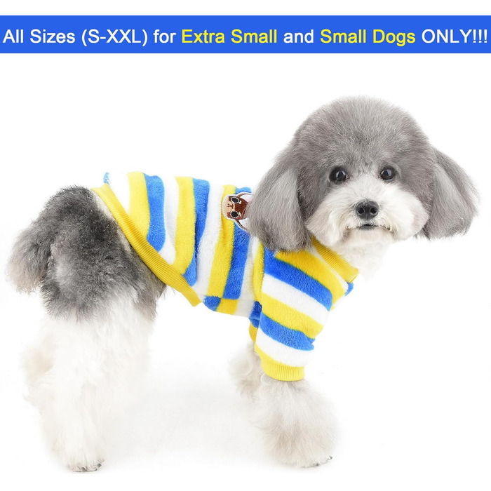 Теплий зимовий пуловер для собак ZUNEA з флісу. Підходить для чихуахуа, котів та інших дрібних порід. Колір: блакитний. Розмір: L (XL)