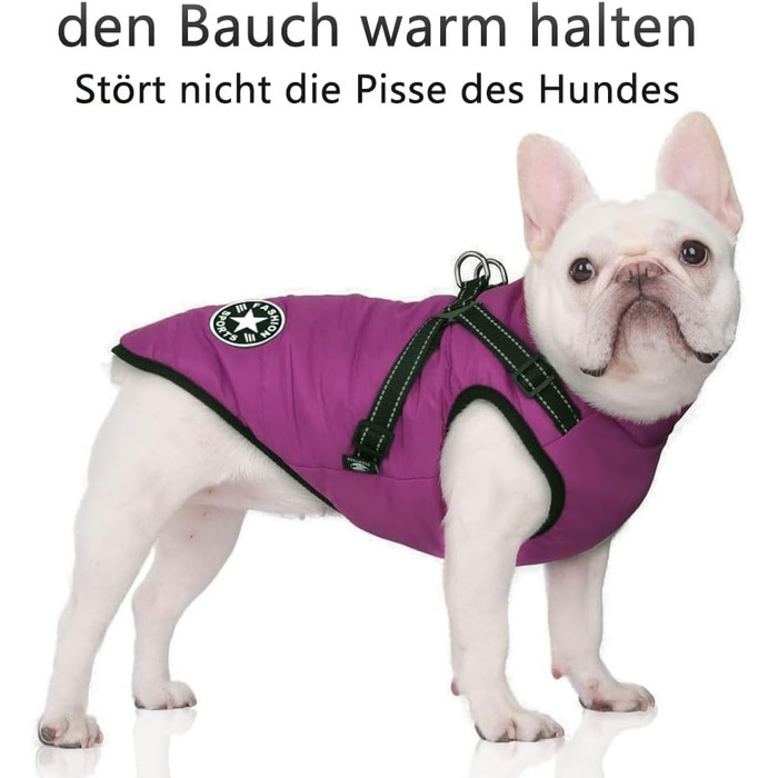 Водонепроникний теплий жилет для собак - теплий одяг для маленьких собак з D-порогом (фіолетовий, 2XL)