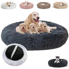 Ортопедичне ліжко для собак середнього розміру, миється, подушка для котів/собак, кругла, плюшеве ліжко-софа для собак/котів, 80x80x20 см, темно-сірий