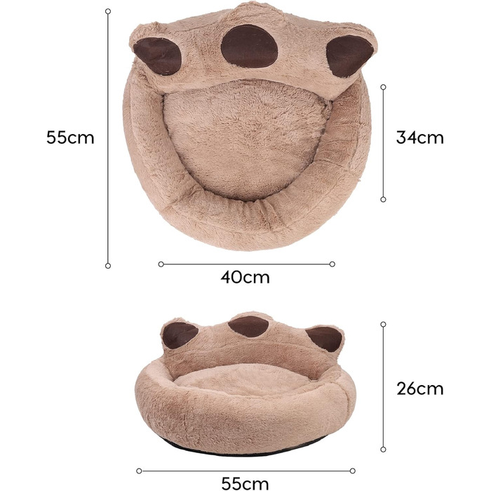 М'яке ліжко для собак та котів Tapsy - зручне, миється, 55 см, розмір M (40 x 34 см)