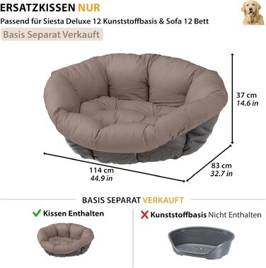 Крісло-лежанка для собак та котів Ferplast SOFA 'CUSHION' - м'яка лежанка з бавовняною подушкою, сірого кольору, 114 x 83 x 37 см
