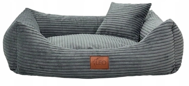 Лежанка для собак Leo4dog з вельвету, знімний чохол для прання, темно-сіра, розмір M (80x60 см)