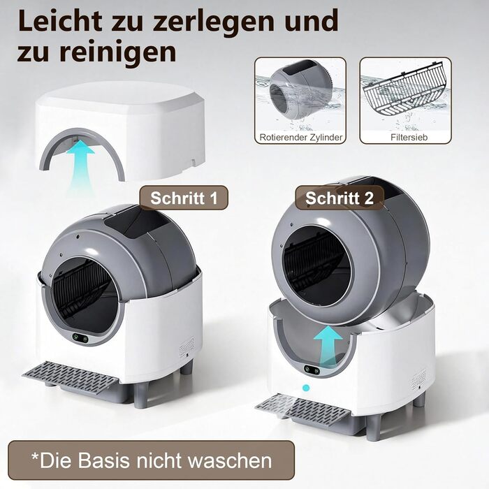Автоматичний лоток для котів Katzenklo Selbstreinigend, 65л, XXL, з керуванням через додаток, для 2+ котів
