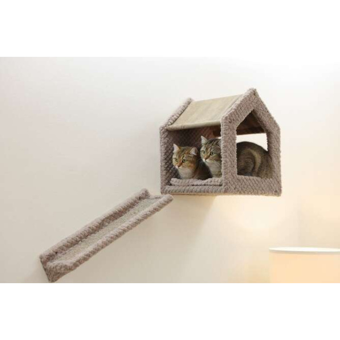 Стіновий ігровий комплекс для котів Kerbl Monte Baldo: будинок, лежанка, полиця та дряпачка (6 елементів)