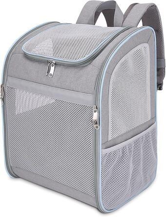 Рюкзак-переноска для собак та котів ALLSOPETS, сірий, з безпечним ременем та світловідбиваючими смугами