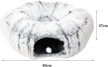 Туннель для котів, іграшка-печера з місцем для сну, XXL, м'який плюш, велике котяче ліжко для дому з м'ячиком, багатофункціональний тунель для котів, ігрова кругла лежанка